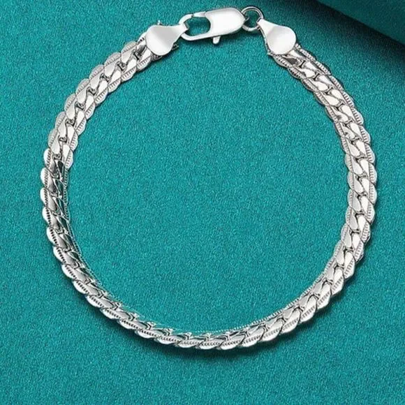 Sterling Silver Snake Chain Bracelet 7 inches long - Picture 5 of 11